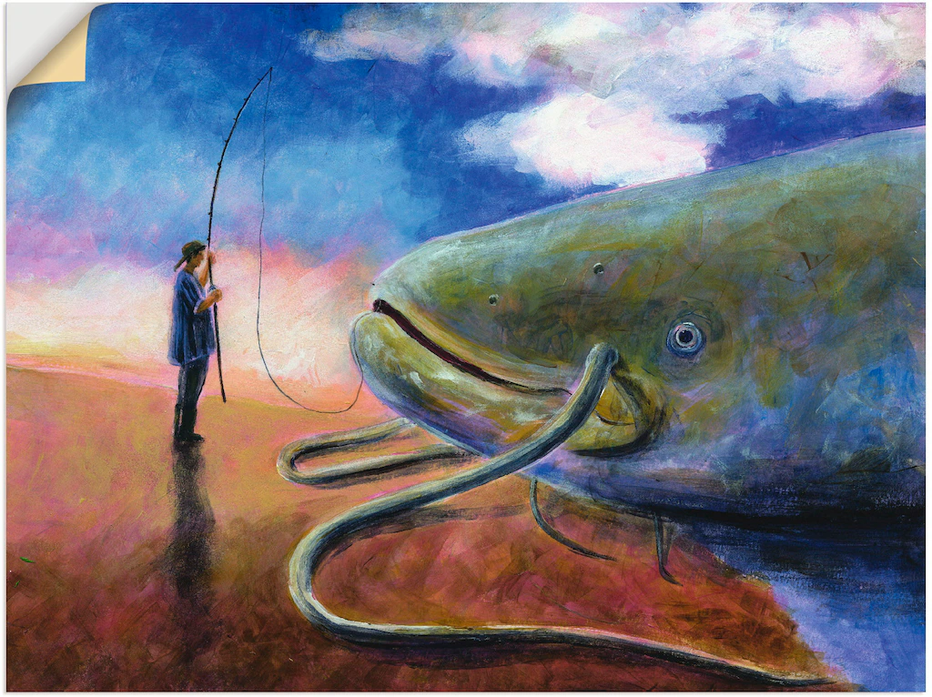 Artland Wandbild "Einen dicken Fisch an Land ziehen", Wassertiere, (1 St.), günstig online kaufen