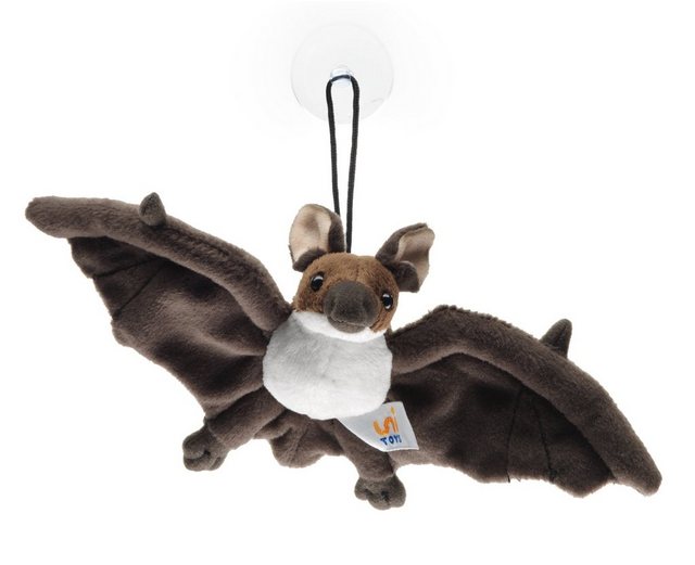 Uni-Toys Kuscheltier Fledermaus - braun oder schwarz - mit Saugnapf - 23 cm günstig online kaufen