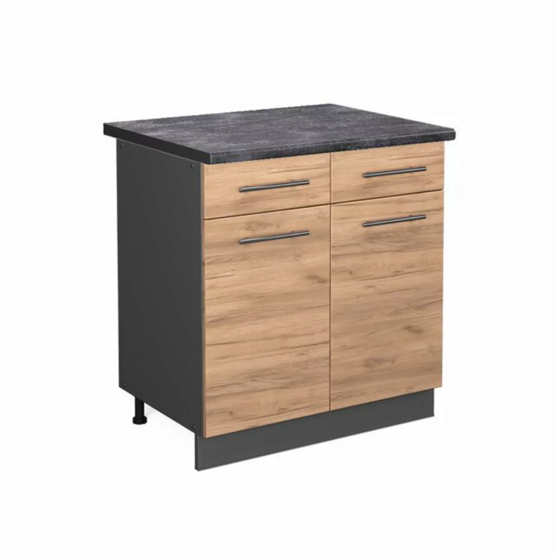 Vicco Unterschrank Fame-Line, Goldkraft Eiche/Anthrazit, 80 cm, AP Marmor günstig online kaufen