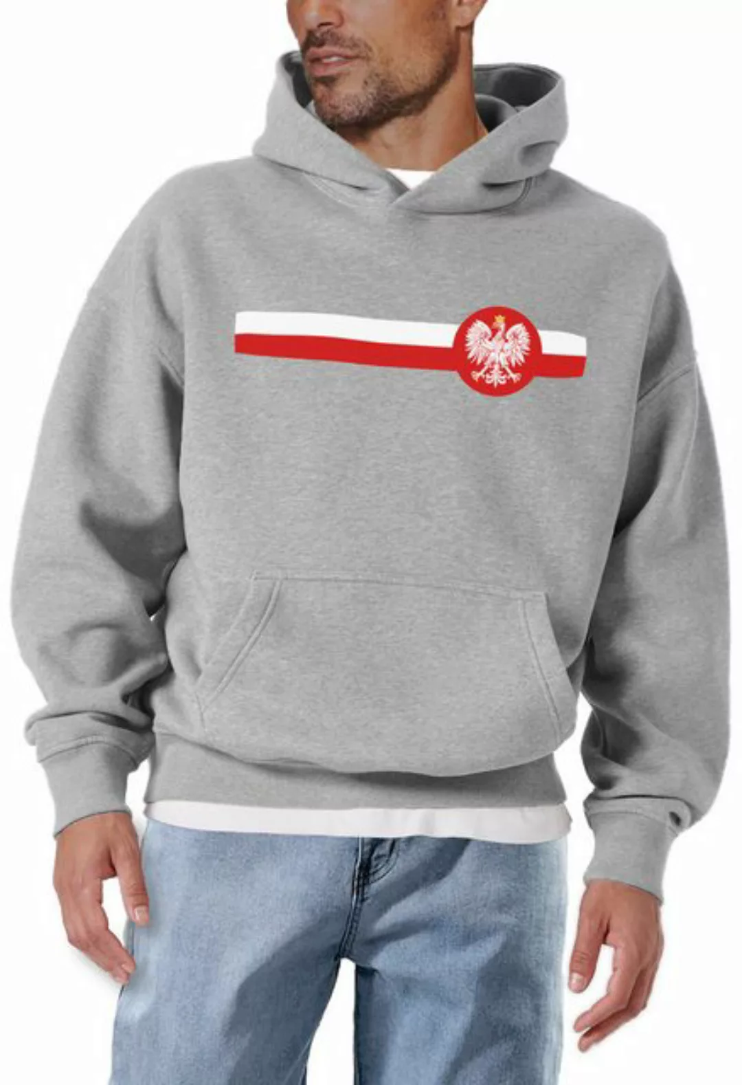 MAKAYA Kapuzenpullover Herren Polen Flagge Fußball Sweatshirt EM WM (Schwar günstig online kaufen