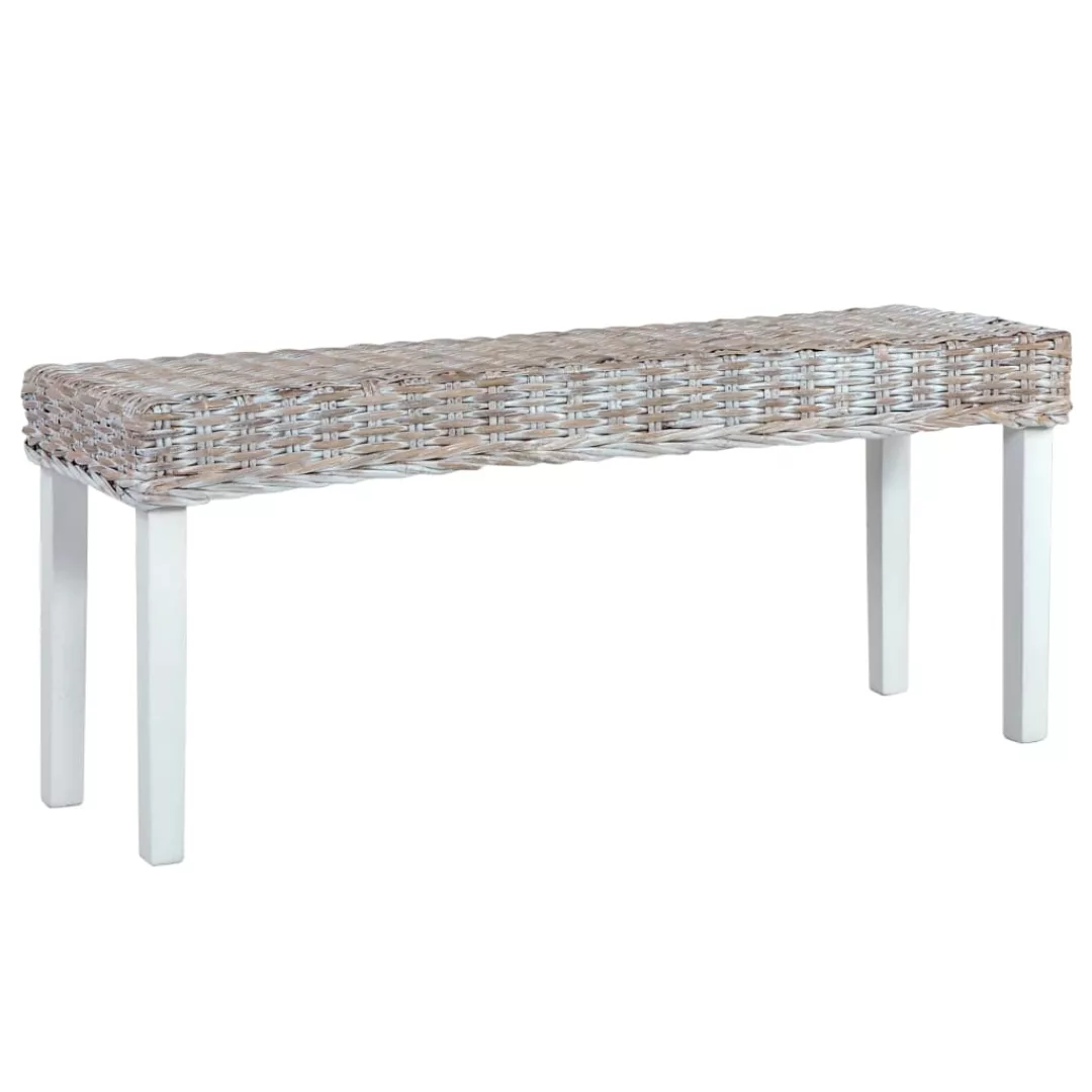 Sitzbank 110 Cm Weiß Natur Kubu-rattan Und Massivholz Mango günstig online kaufen