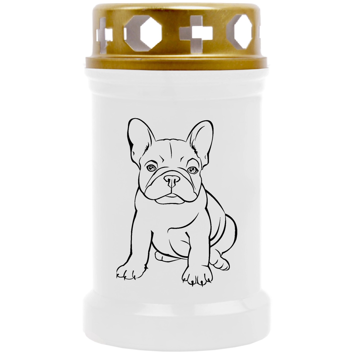 HS Candle Grabkerze Weiß 40h Inkl. Deckel Gold Bulldogge günstig online kaufen