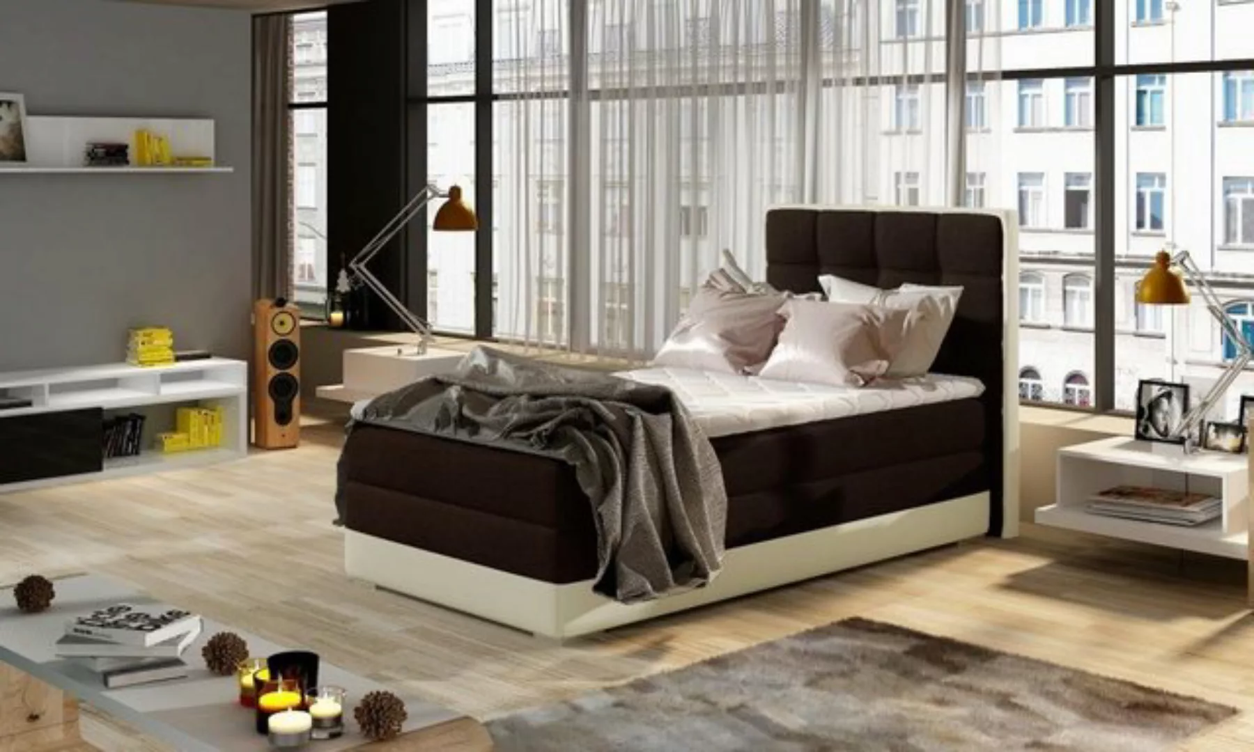 JVmoebel Bett Bett Polster Design Luxus Hotel Betten 90x200cm Schlaf Zimmer günstig online kaufen