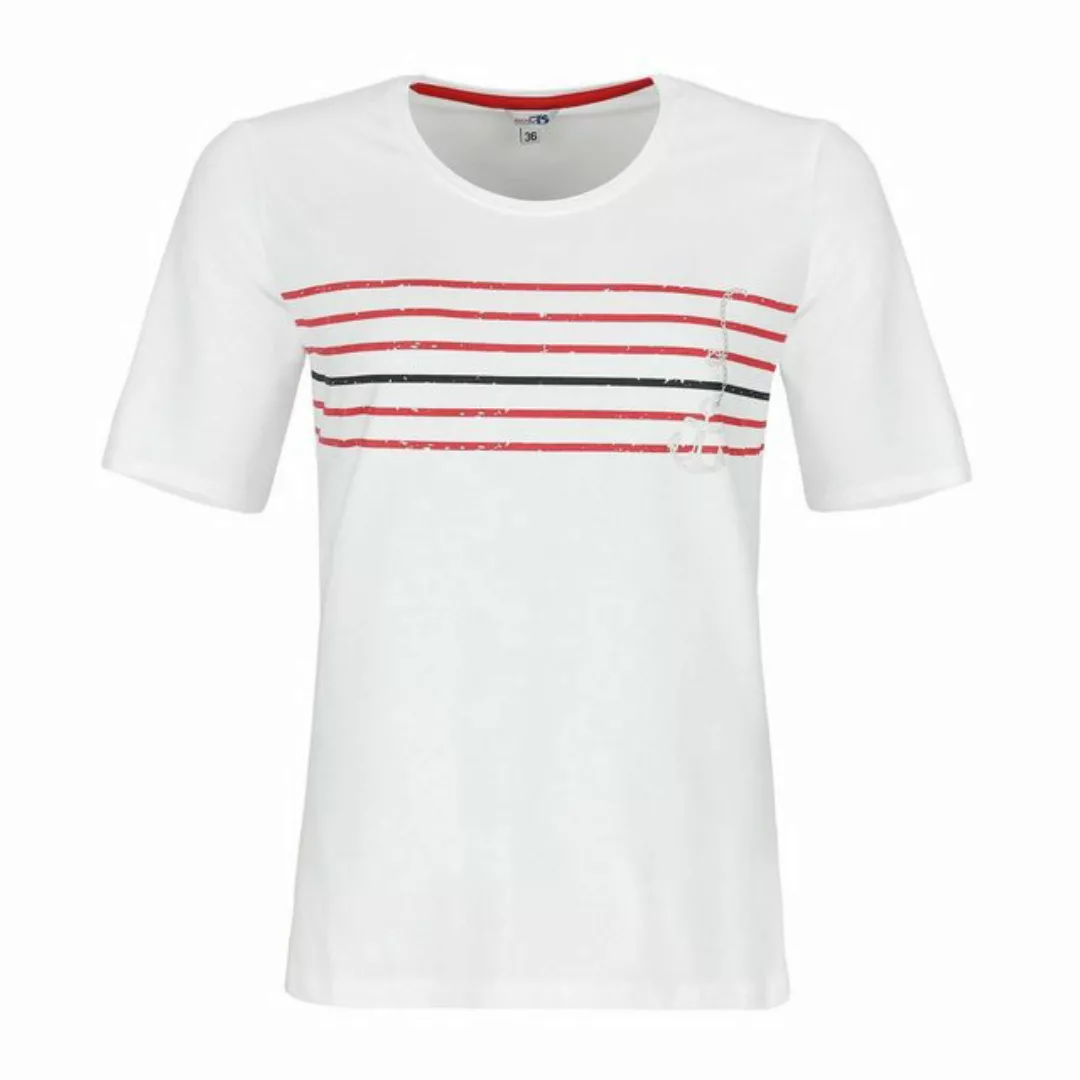 modAS T-Shirt Damen Kurzarmshirt mit Anker-Streifen-Print - Maritimes Rundh günstig online kaufen