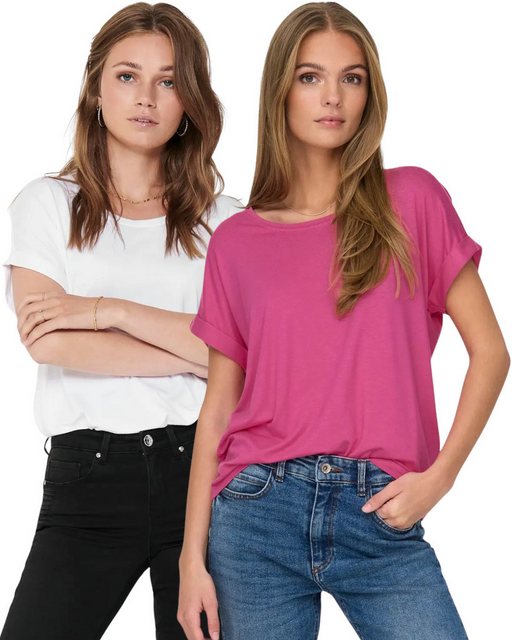 ONLY T-Shirt Stilvolles Basic Shirt mit Rundhalsausschnitt (2er-Pack) unifa günstig online kaufen