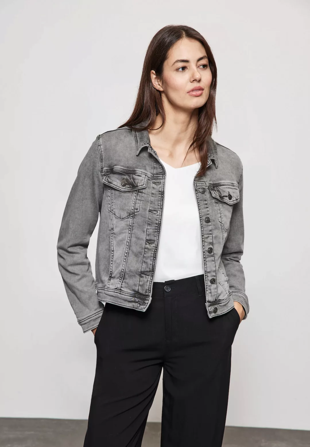 STREET ONE Jeansjacke in grauer Waschung günstig online kaufen