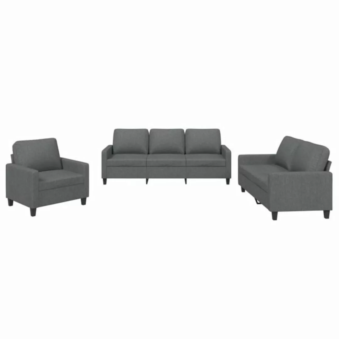 vidaXL Sofa Sofagarnitur mit Kissen Stoff, Standard, Dunkelgrau günstig online kaufen