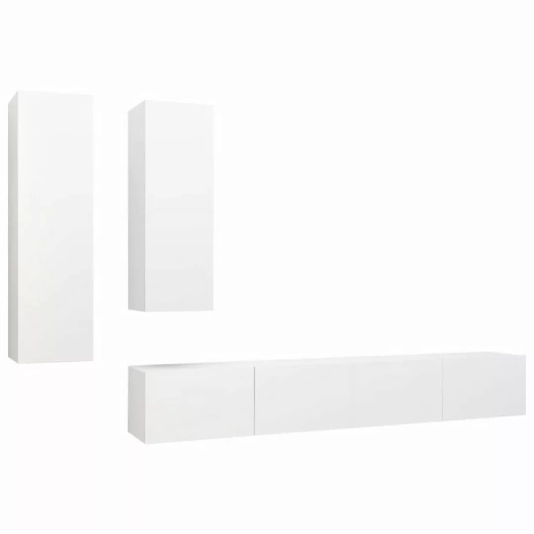 furnicato TV-Schrank 4-tlg. TV-Schrank-Set Weiß Holzwerkstoff (4-St) günstig online kaufen