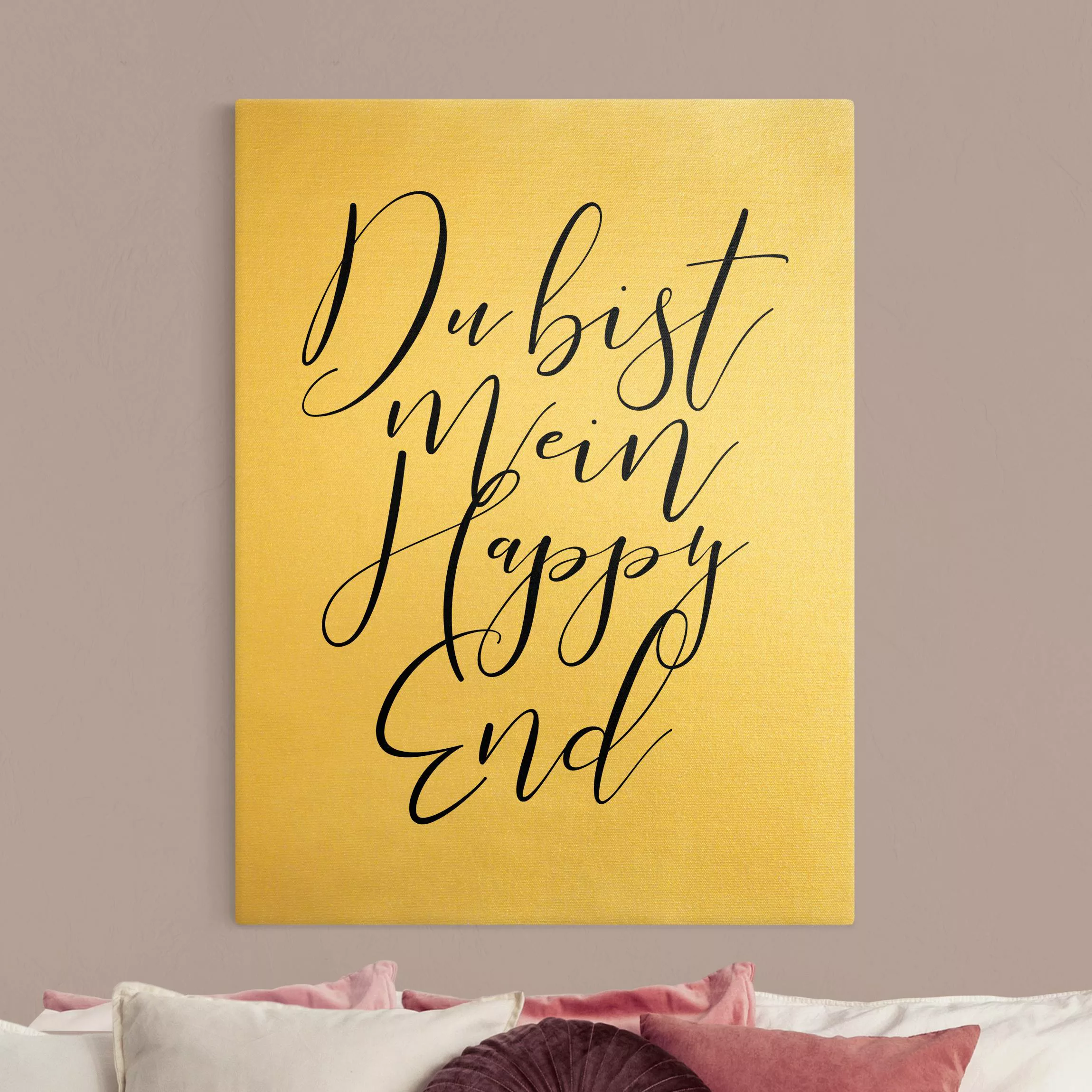 Leinwandbild Gold Du bist mein Happy End günstig online kaufen