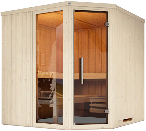 weka Sauna »Element-Ecksauna VARBERG 3«, vorgefertigte Elemente, moderne Ga günstig online kaufen