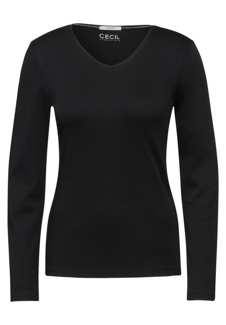 Cecil Langarmshirt Cecil Basic Shirt Pia in Universal Blue (1-tlg) Nicht Vo günstig online kaufen