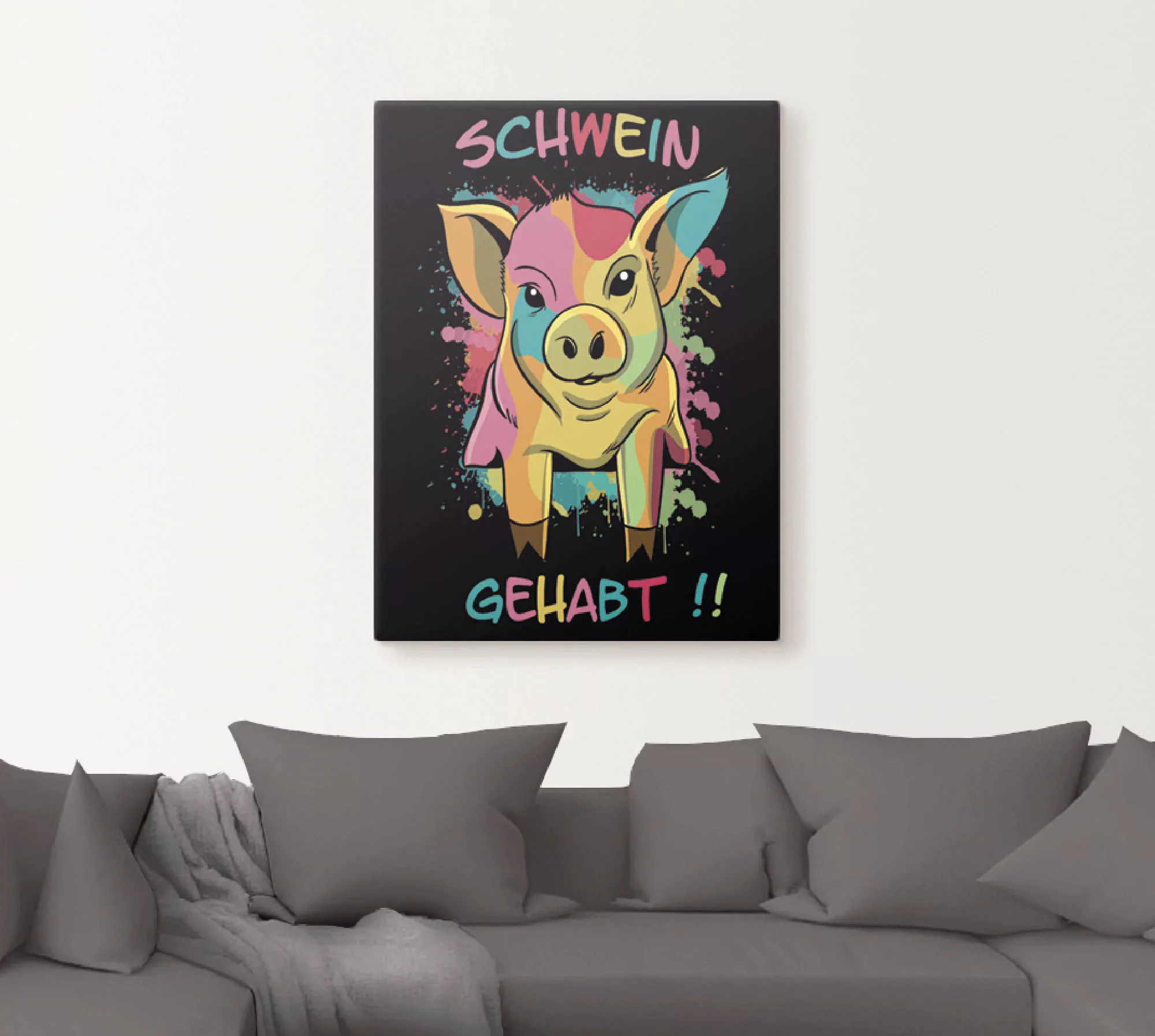 Artland Leinwandbild "Schwein Gehabt", Humor, (1 St.), auf Keilrahmen gespa günstig online kaufen