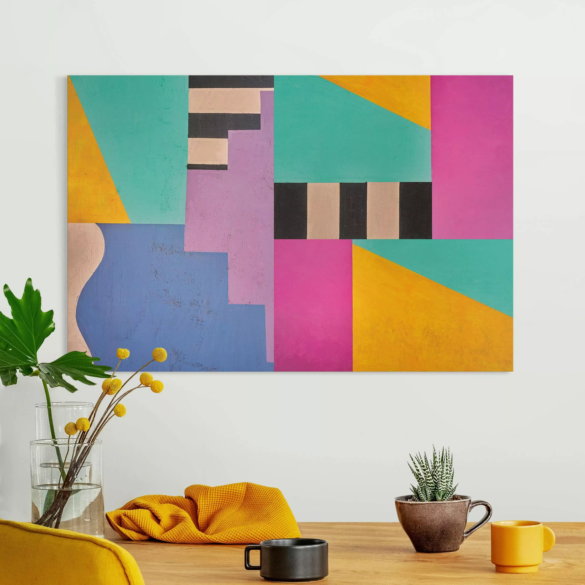 Leinwandbild Big Bold Color Block Concrete günstig online kaufen