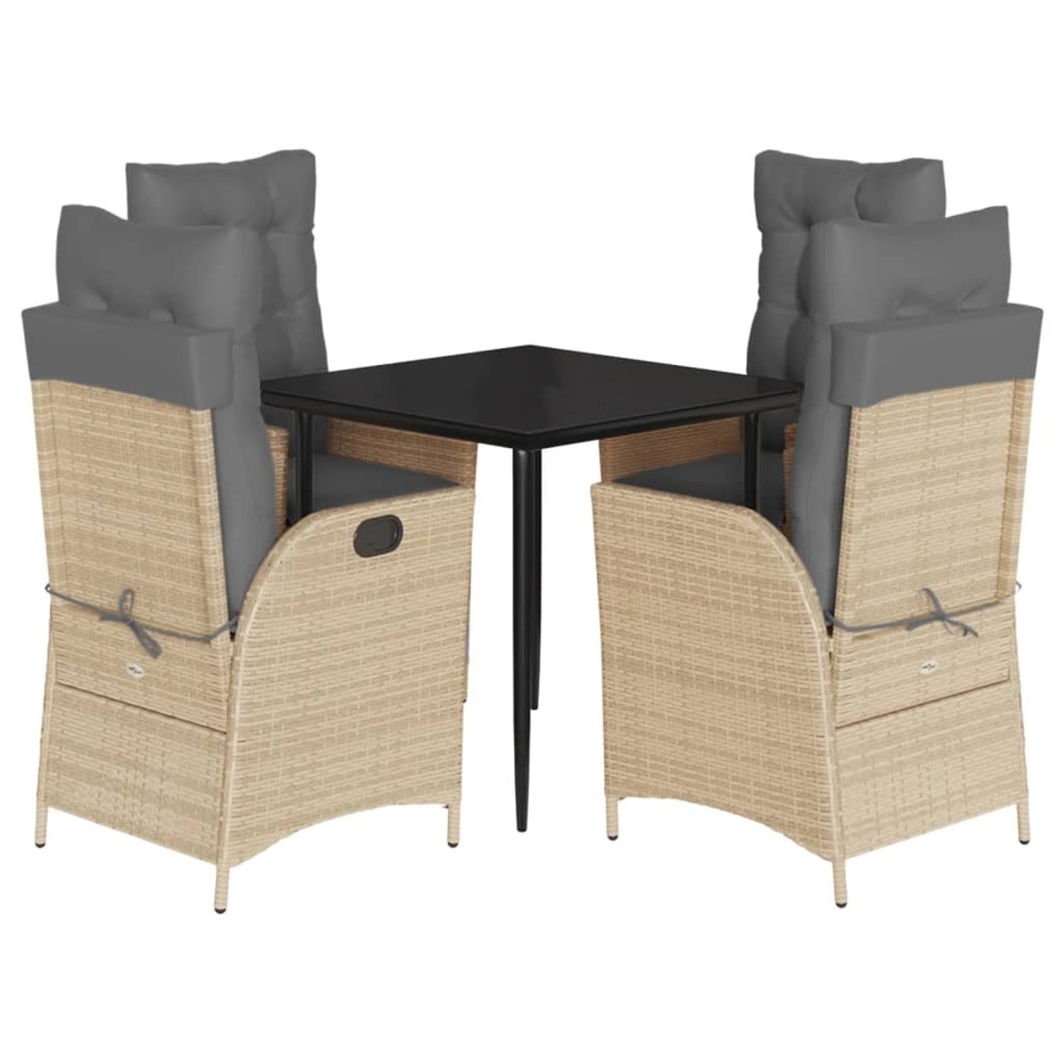 vidaXL 5-Tlg Garten-Essgruppe mit Kissen Beigemischung Poly Rattan 3213449 günstig online kaufen