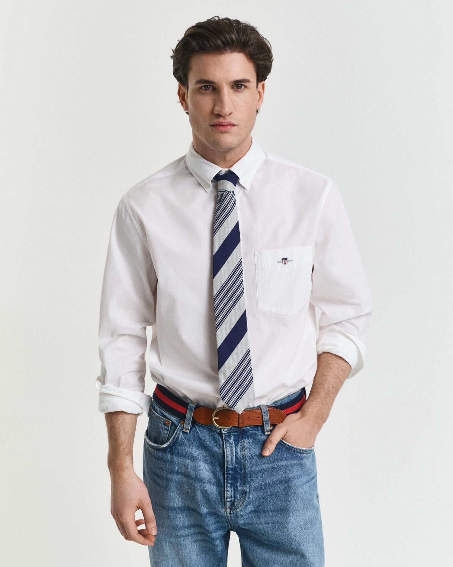 Gant Casual Hemd Poplin Navy - Größe M günstig online kaufen