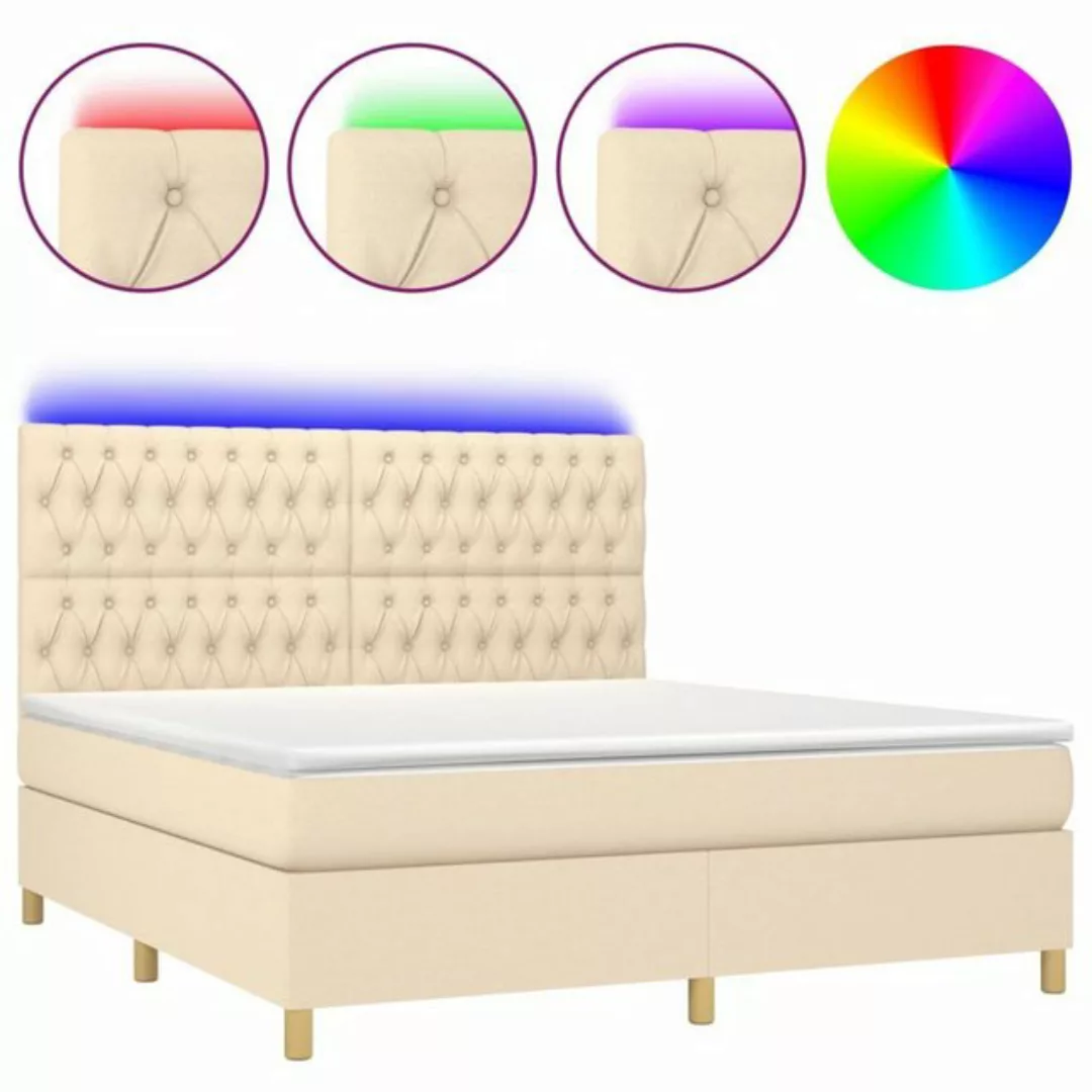 vidaXL Boxspringbett Boxspringbett mit Matratze LED Creme 180x200 cm Stoff günstig online kaufen