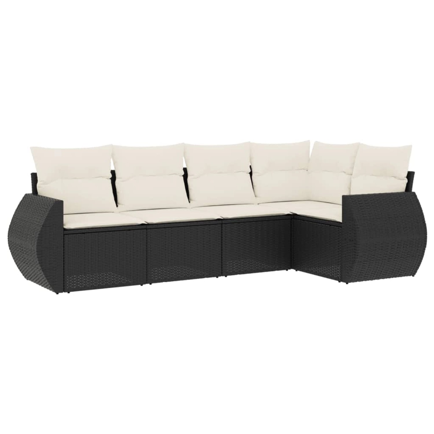 vidaXL 5-Tlg Garten-Sofagarnitur mit Kissen Schwarz Poly Rattan 3253663 günstig online kaufen