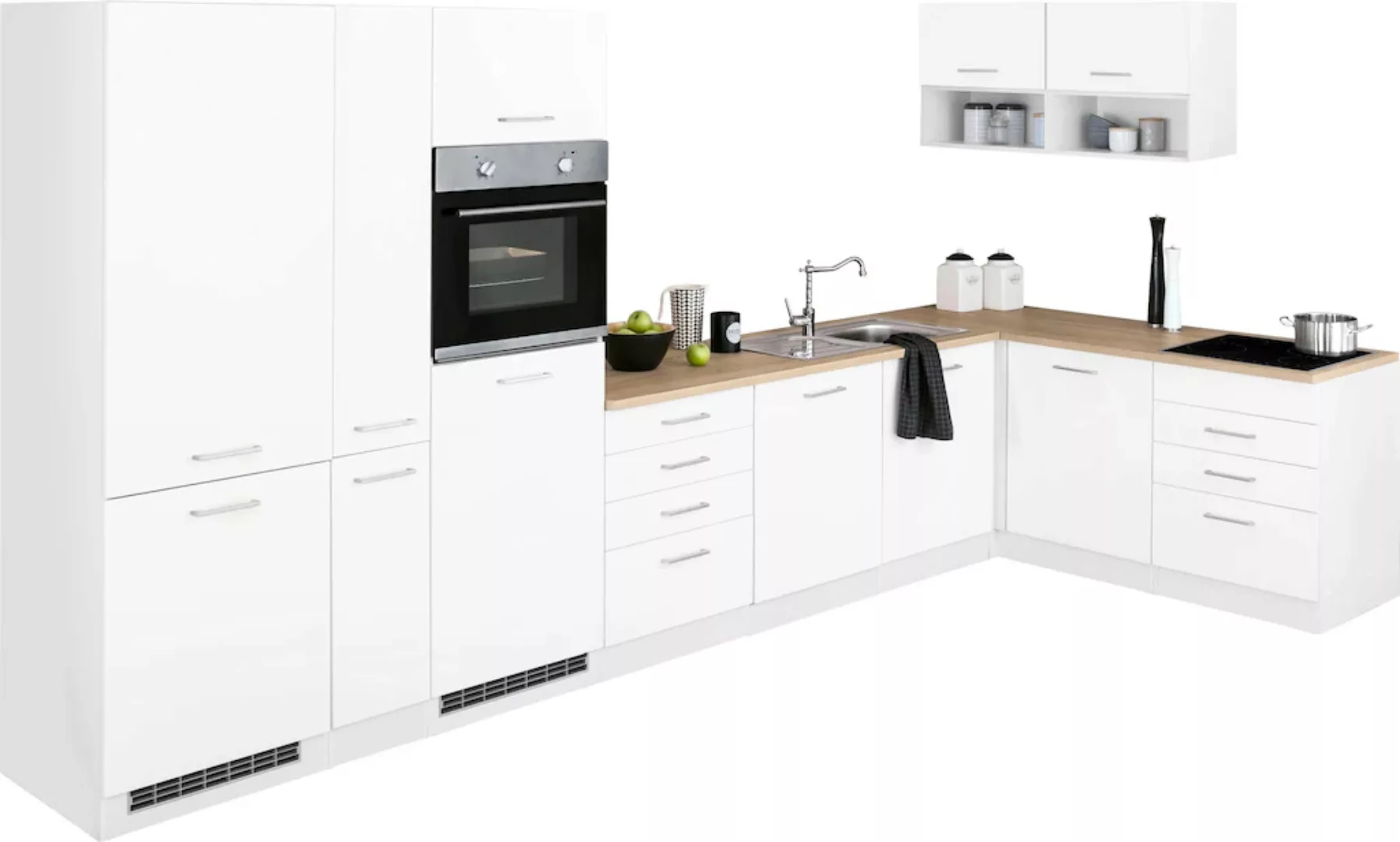 KOCHSTATION Winkelküche "KS-Visby", ohne E-Geräte, 390x180 cm, für Kühl/Gef günstig online kaufen