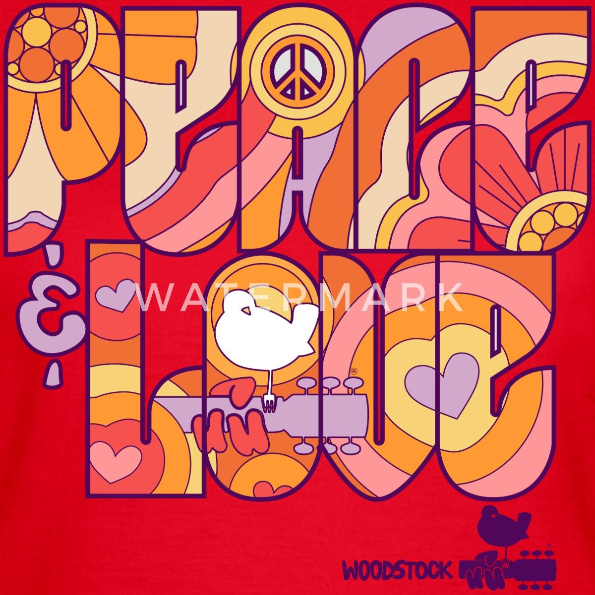Spreadshirt T-Shirt Woodstock Peace Love Hippie günstig online kaufen