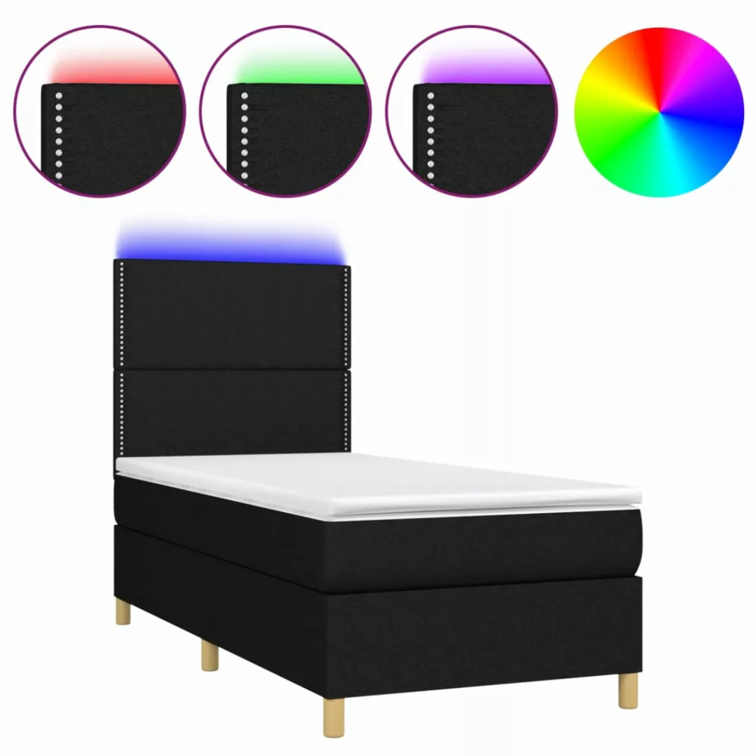 Vidaxl Boxspringbett Mit Matratze & Led Schwarz 90x200 Cm Stoff günstig online kaufen