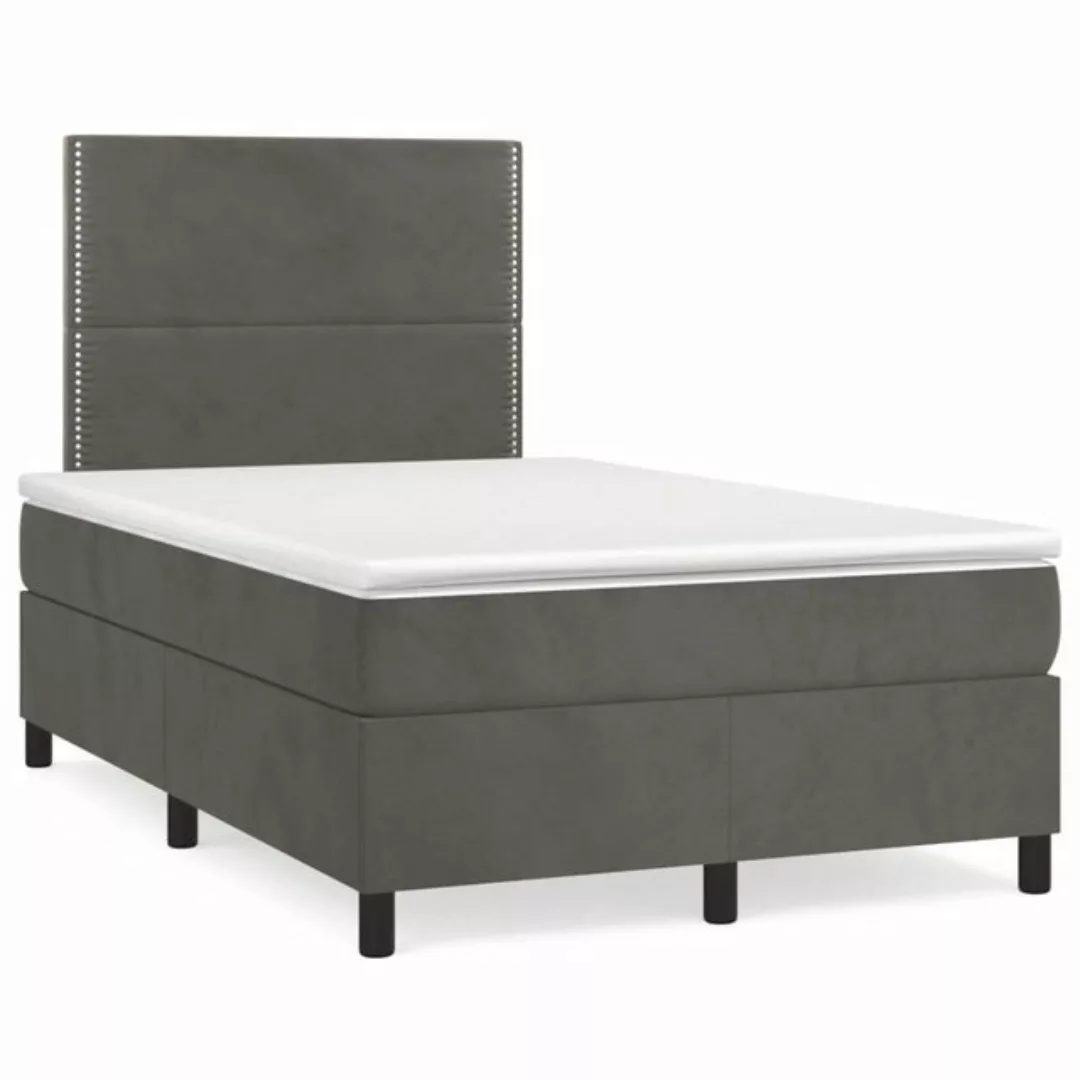 furnicato Bett Boxspringbett mit Matratze Dunkelgrau 120x200 cm Samt günstig online kaufen