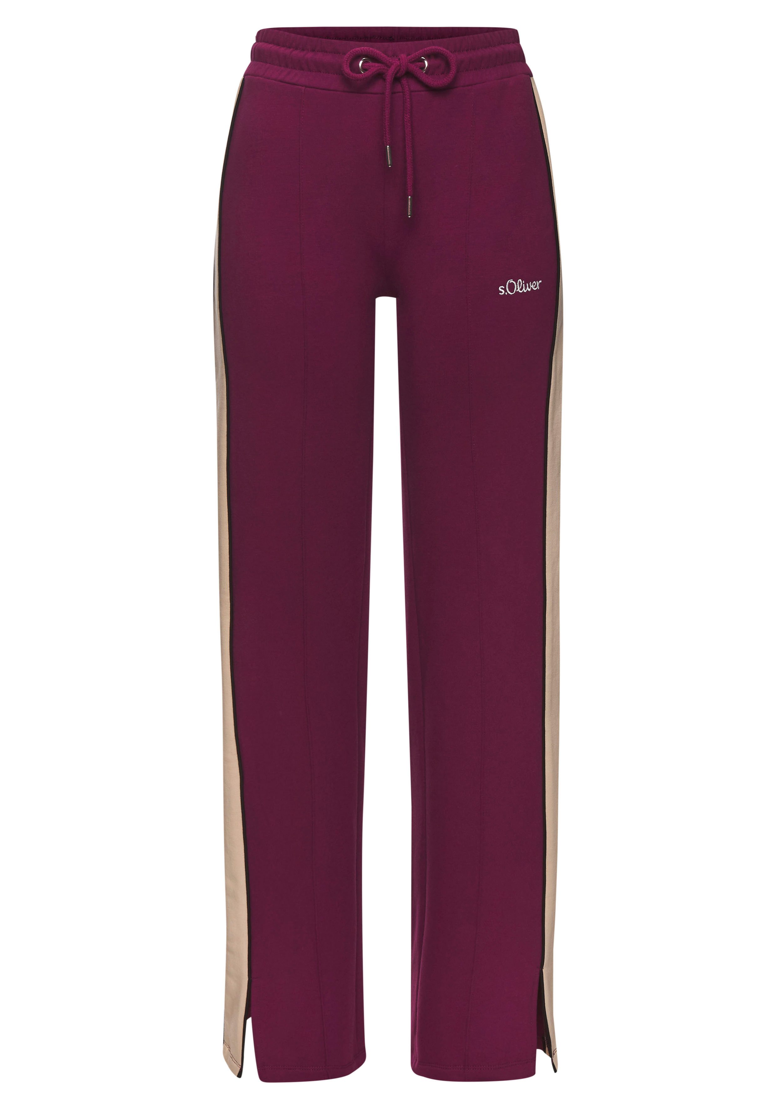 s.Oliver Sweathose, Loumngehose mit Kontraststreifen und Pipings, Loungewea günstig online kaufen