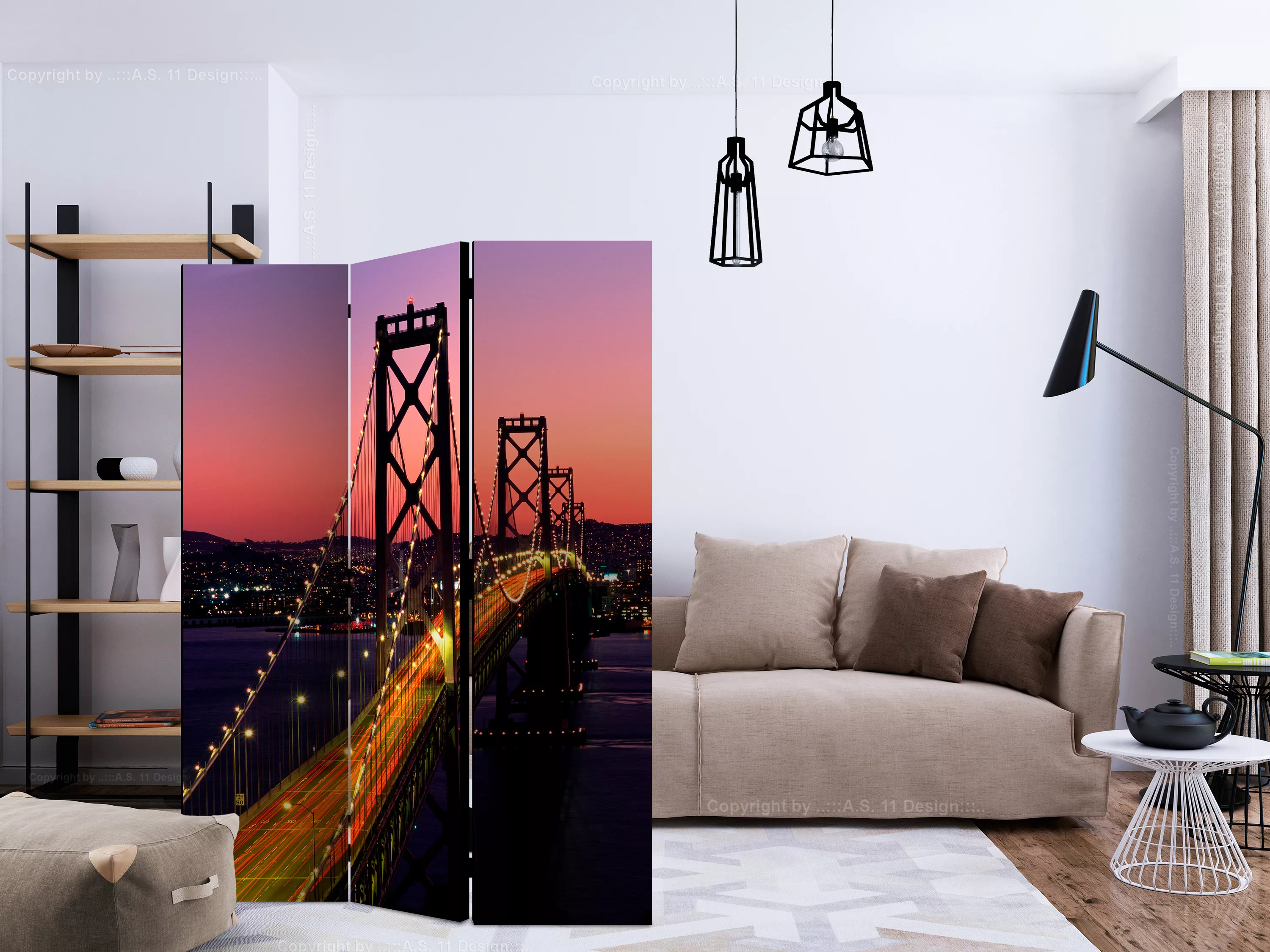 3-teiliges Paravent - Charming Evening In San Francisco [room Dividers] günstig online kaufen