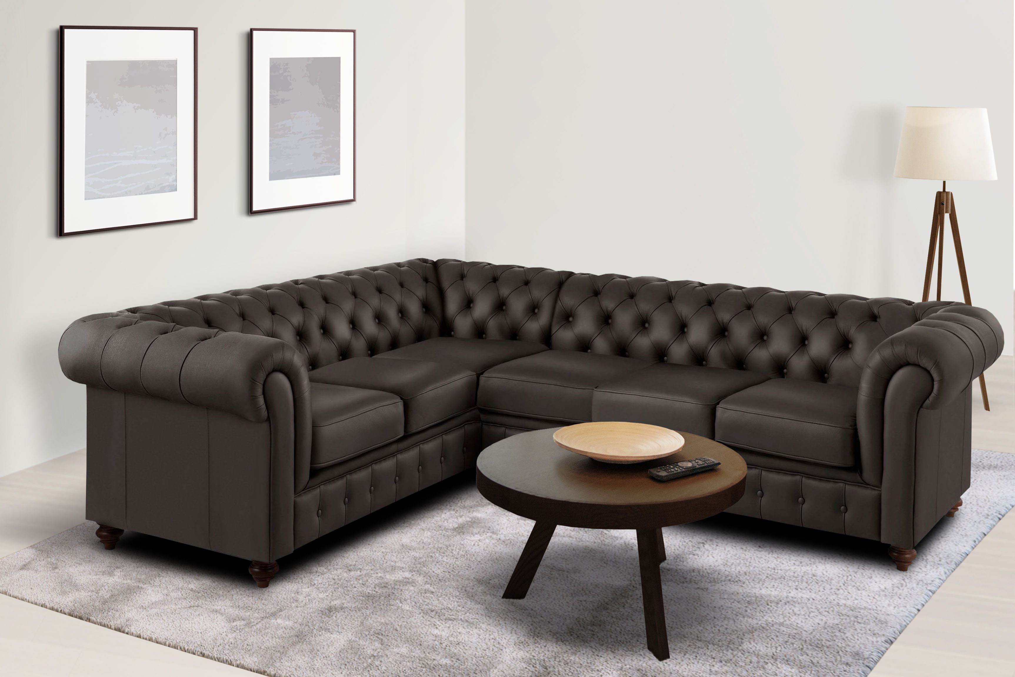 Home affaire Chesterfield-Sofa "Chesterfield Ecksofa, auch in Leder L-Form" günstig online kaufen