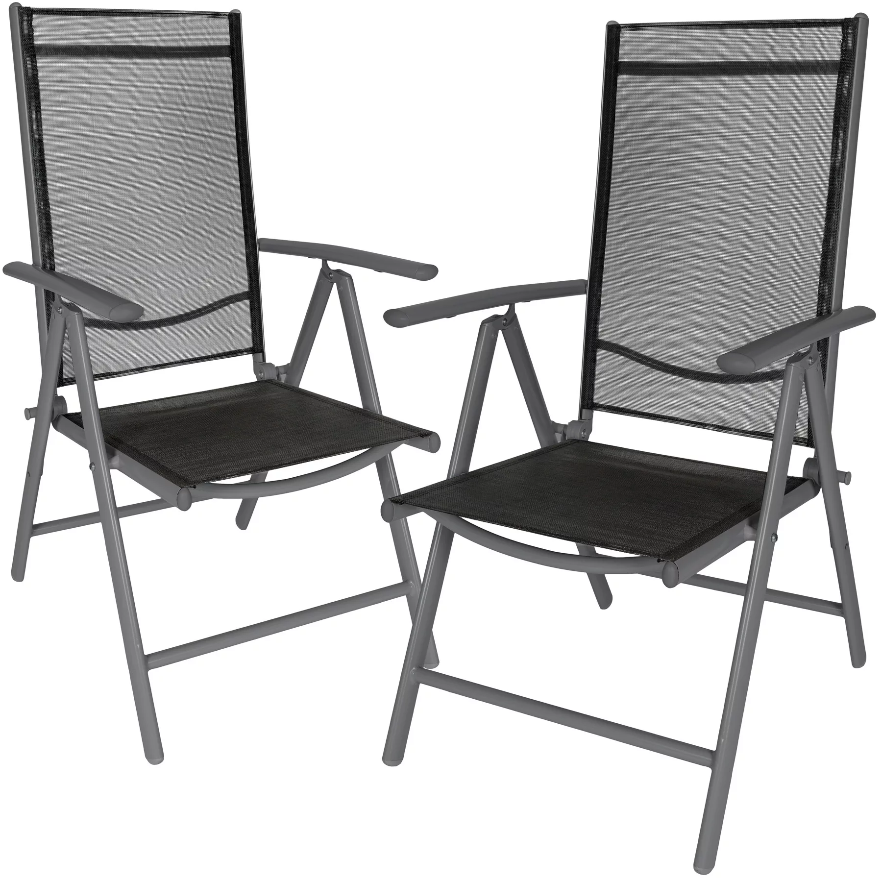 6 Aluminium Gartenstühle klappbar - schwarz/anthrazit günstig online kaufen