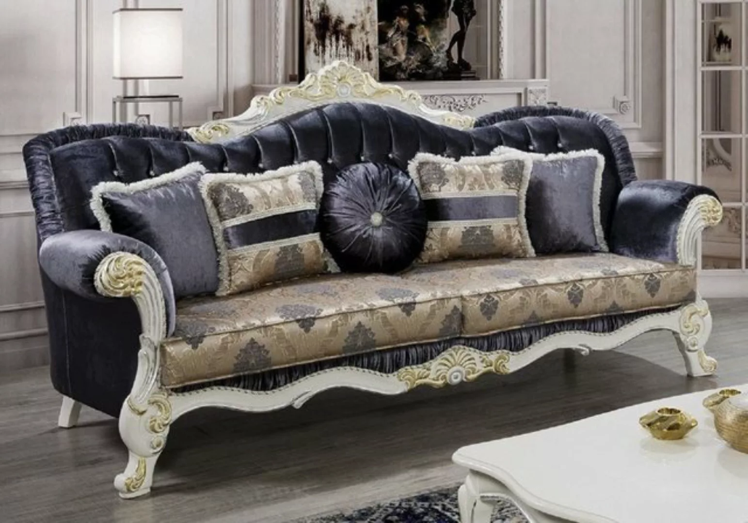 Casa Padrino Sofa Luxus Barock Sofa Lila / Mehrfarbig / Weiß / Gold - Prunk günstig online kaufen