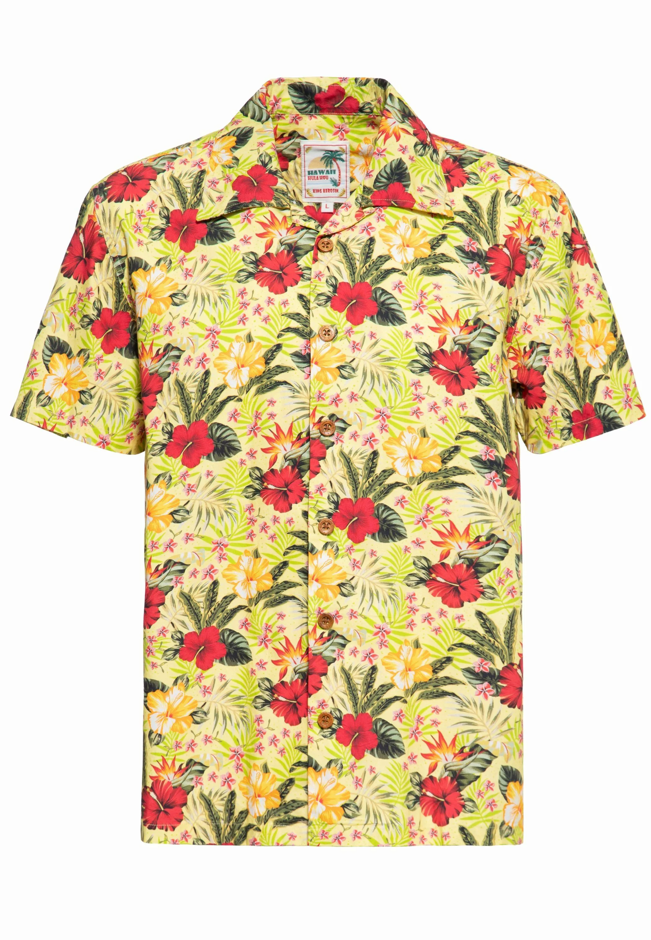 KingKerosin Kurzarmhemd mit Tropical Hawaiian Style günstig online kaufen