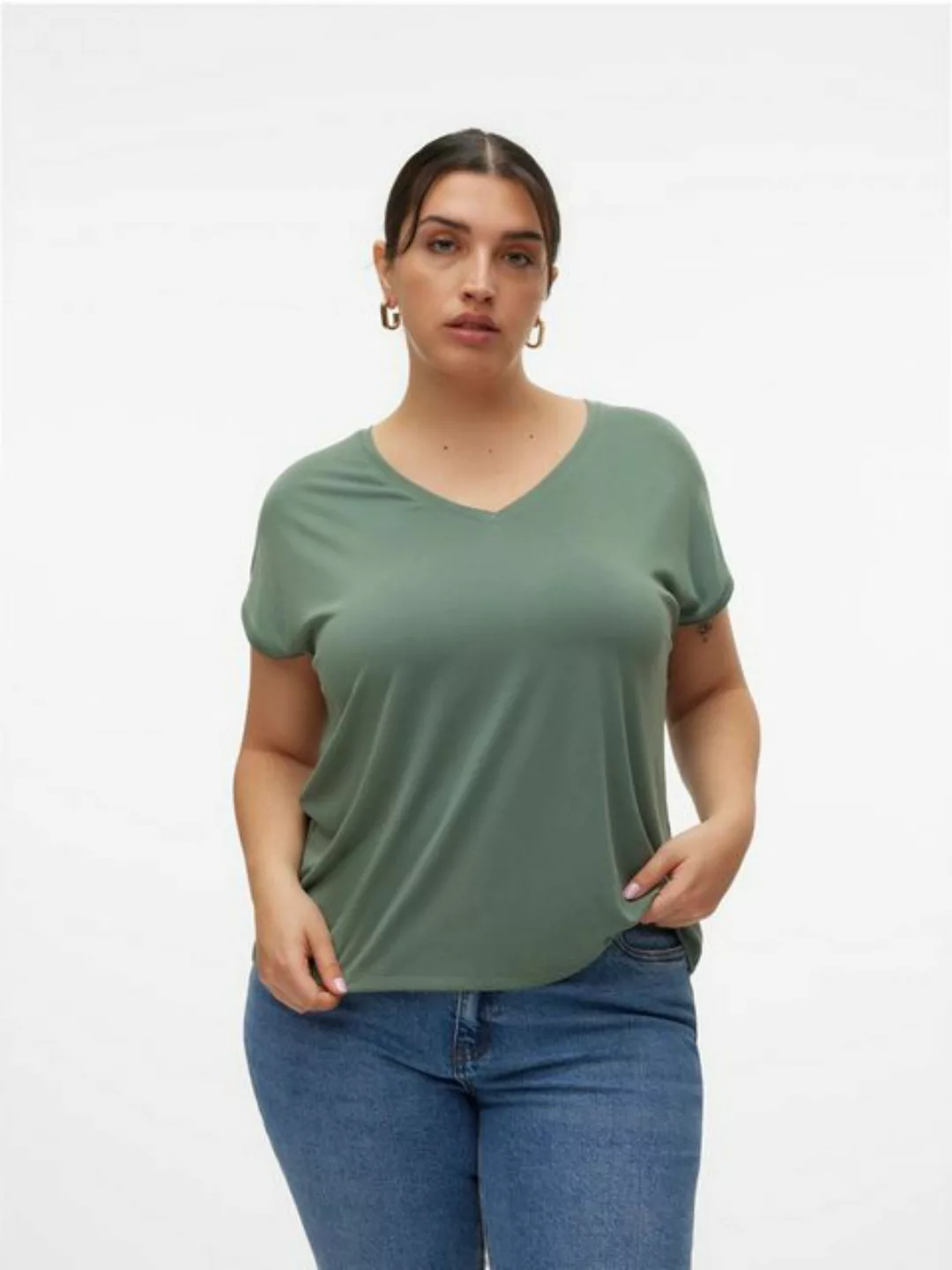 Vero Moda Curve V-Shirt VMFILLI SS V-NECK TEE GA CURVE günstig online kaufen