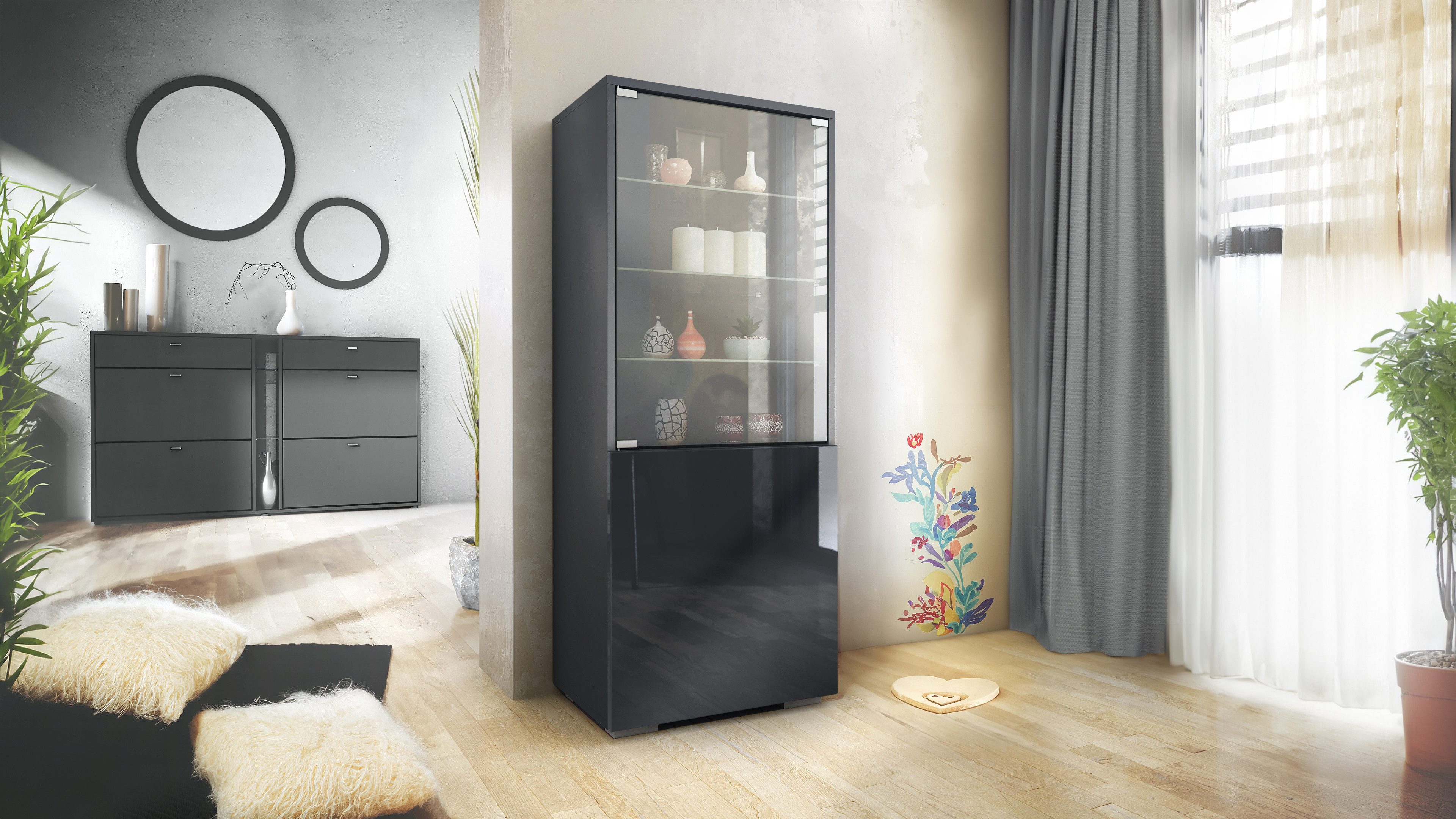 Vladon Standvitrine Granada (Vitrinenschrank, mit Glastür günstig online kaufen