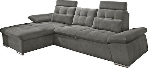 ED EXCITING DESIGN Ecksofa "Nalo L-Form", mit Bettfunktion, Kopfstützen, Ni günstig online kaufen