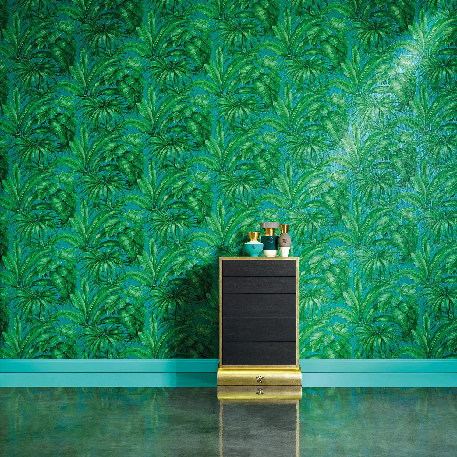 Bricoflor Palmen Tapete mit Struktur Effekt Weiße Vliestapete mit Palmenblä günstig online kaufen