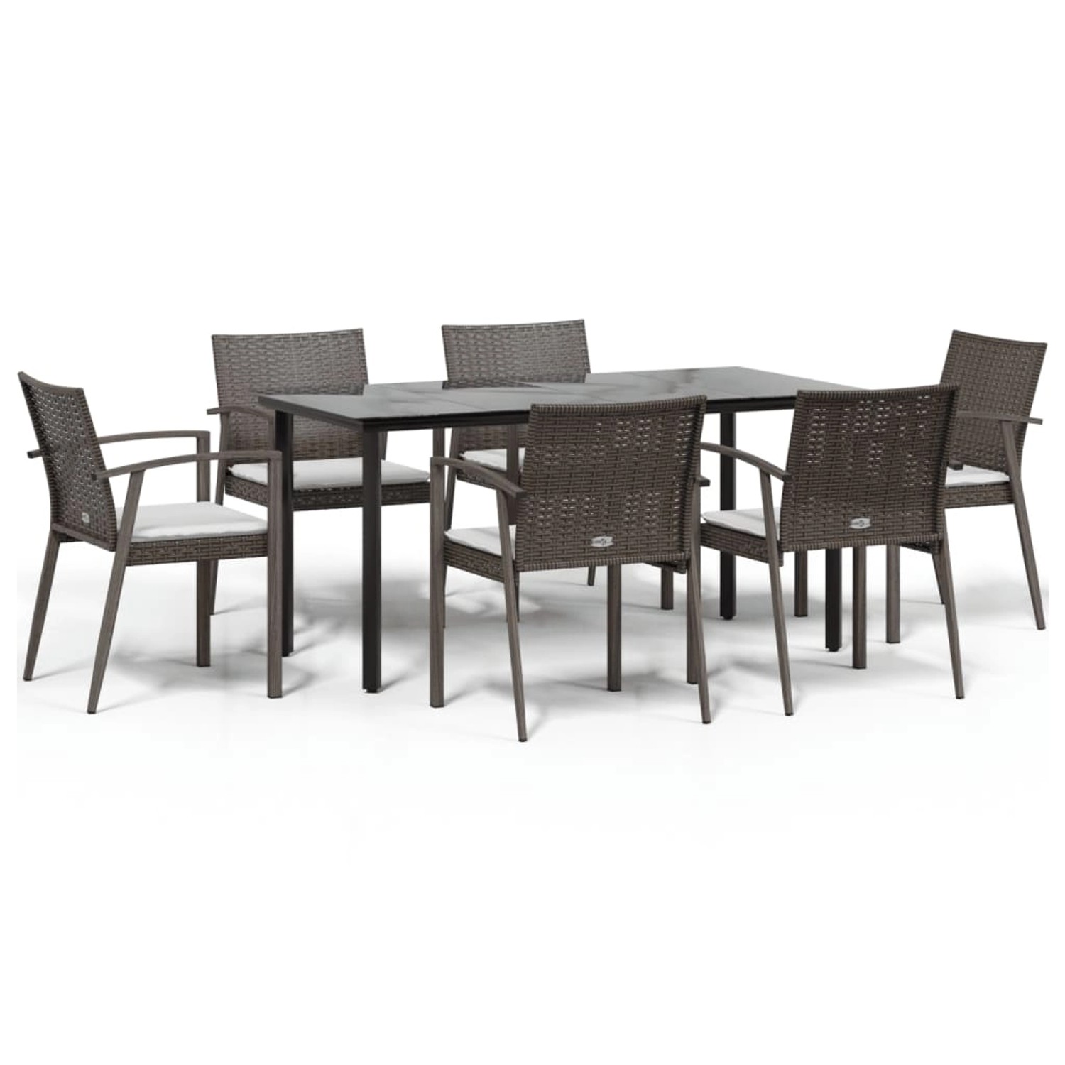 vidaXL 7-Tlg Garten-Essgruppe mit Kissen Poly Rattan und Stahl 3186994 günstig online kaufen