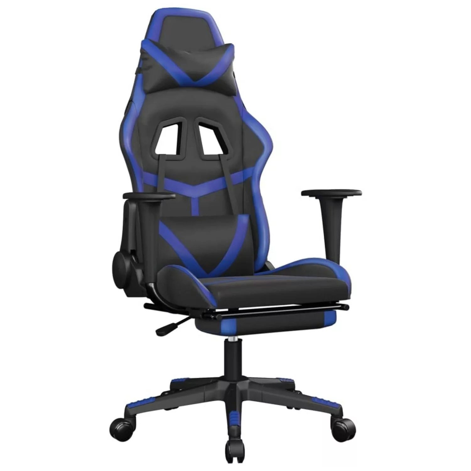 vidaXL Gaming-Stuhl mit Fußstütze Schwarz und Blau Kunstleder Modell 8 günstig online kaufen