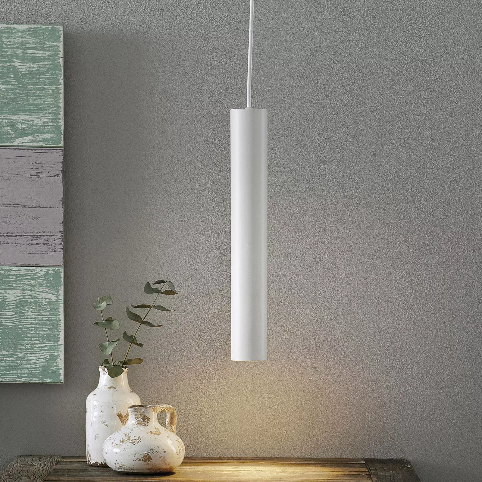 LED-Pendelleuchte Look in schmaler Form, weiß günstig online kaufen