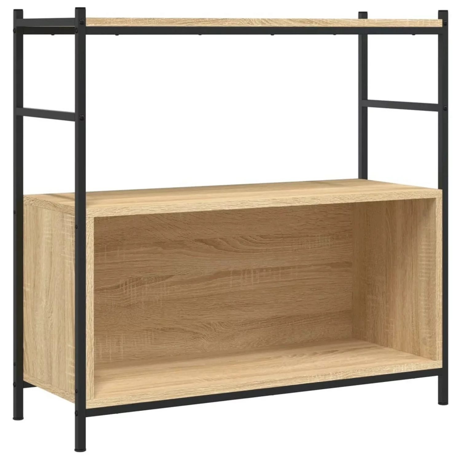 VidaXL Bücherregal Sonoma-Eiche 80x30x78,5 cm Holzwerkstoff und Eisen günstig online kaufen