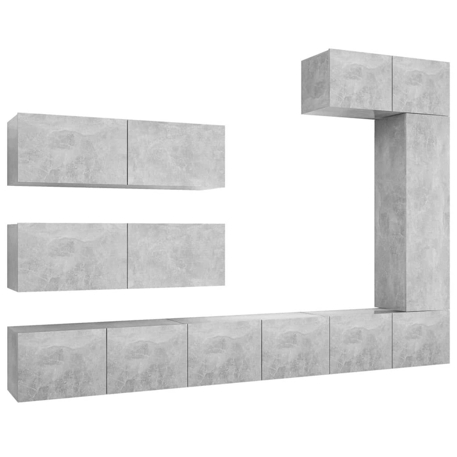 vidaXL 7-tlg. TV-Schrank-Set Betongrau Holzwerkstoff 3 günstig online kaufen