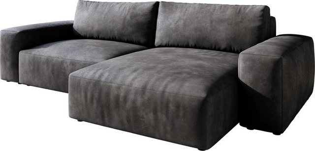 DELIFE Ecksofa Lanzo, L Lederimitat Vintage Anthrazit 260x160 cm Recamiere günstig online kaufen