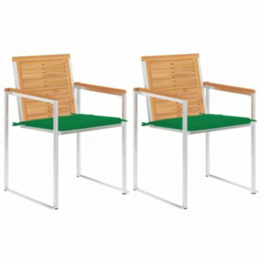 Gartenstühle Mit Kissen 2 Stk. Massivholz Teak Und Stahl günstig online kaufen