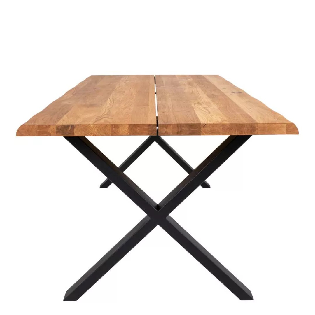Esszimmertisch aus Eiche Massivholz und Stahl 200 cm breit günstig online kaufen