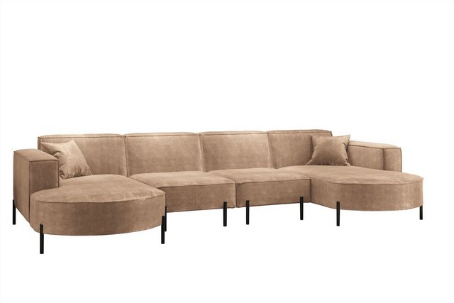 Fun Möbel Wohnlandschaft Sofa U-Form VALENCIA XL in Stoff, Für Saugroboter günstig online kaufen