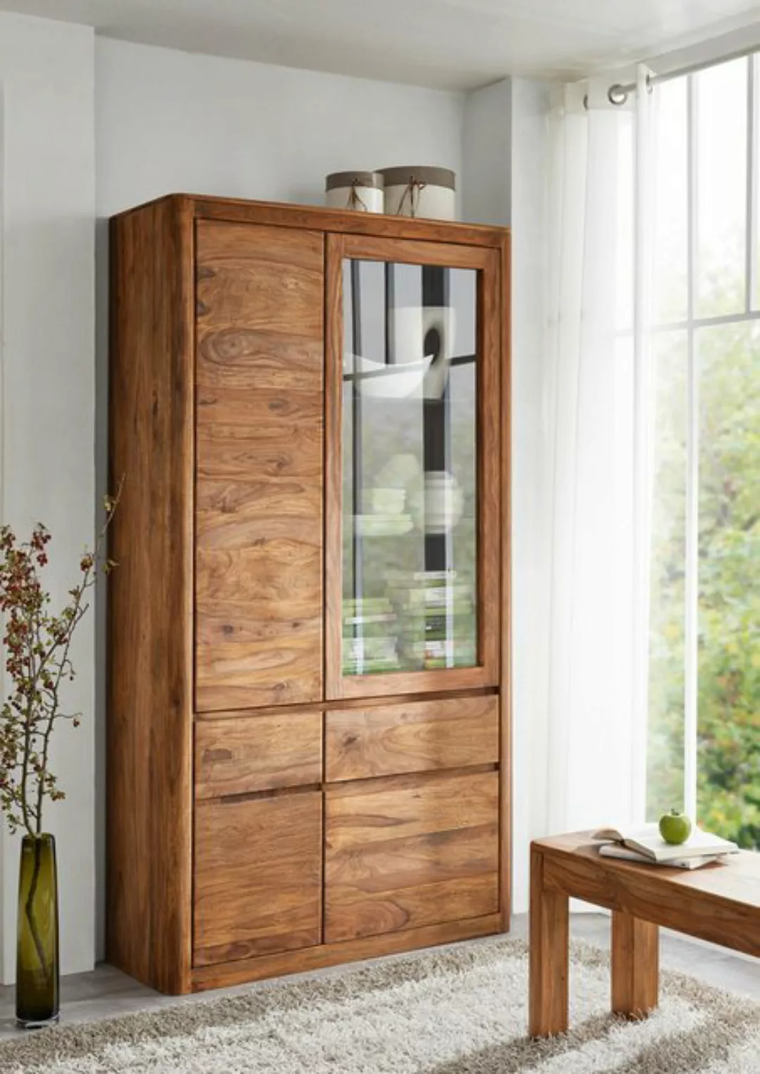 Woodroom Vitrine Mau Sheeham gebeizt 109x202x40 cm günstig online kaufen