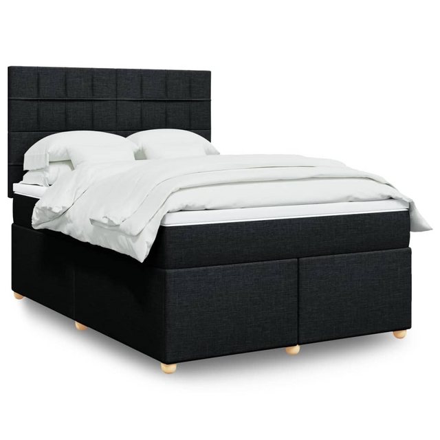 vidaXL Boxspringbett, Boxspringbett mit Matratze Schwarz 160x200 cm Stoff günstig online kaufen