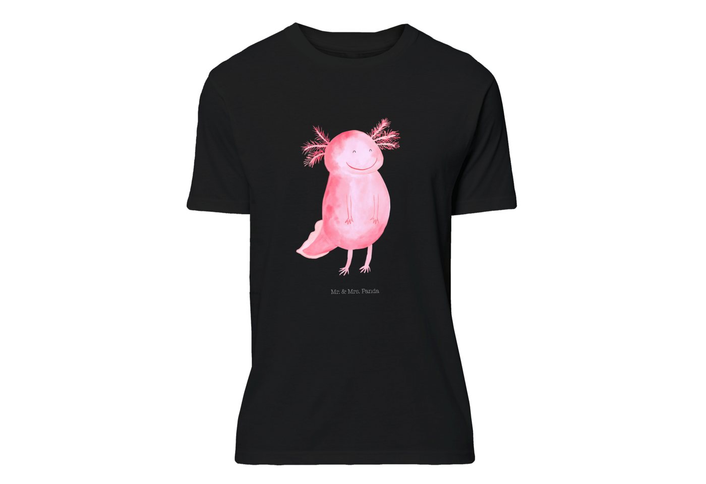 Mr. & Mrs. Panda T-Shirt Axolotl glücklich - Schwarz - Geschenk, gute Laune günstig online kaufen