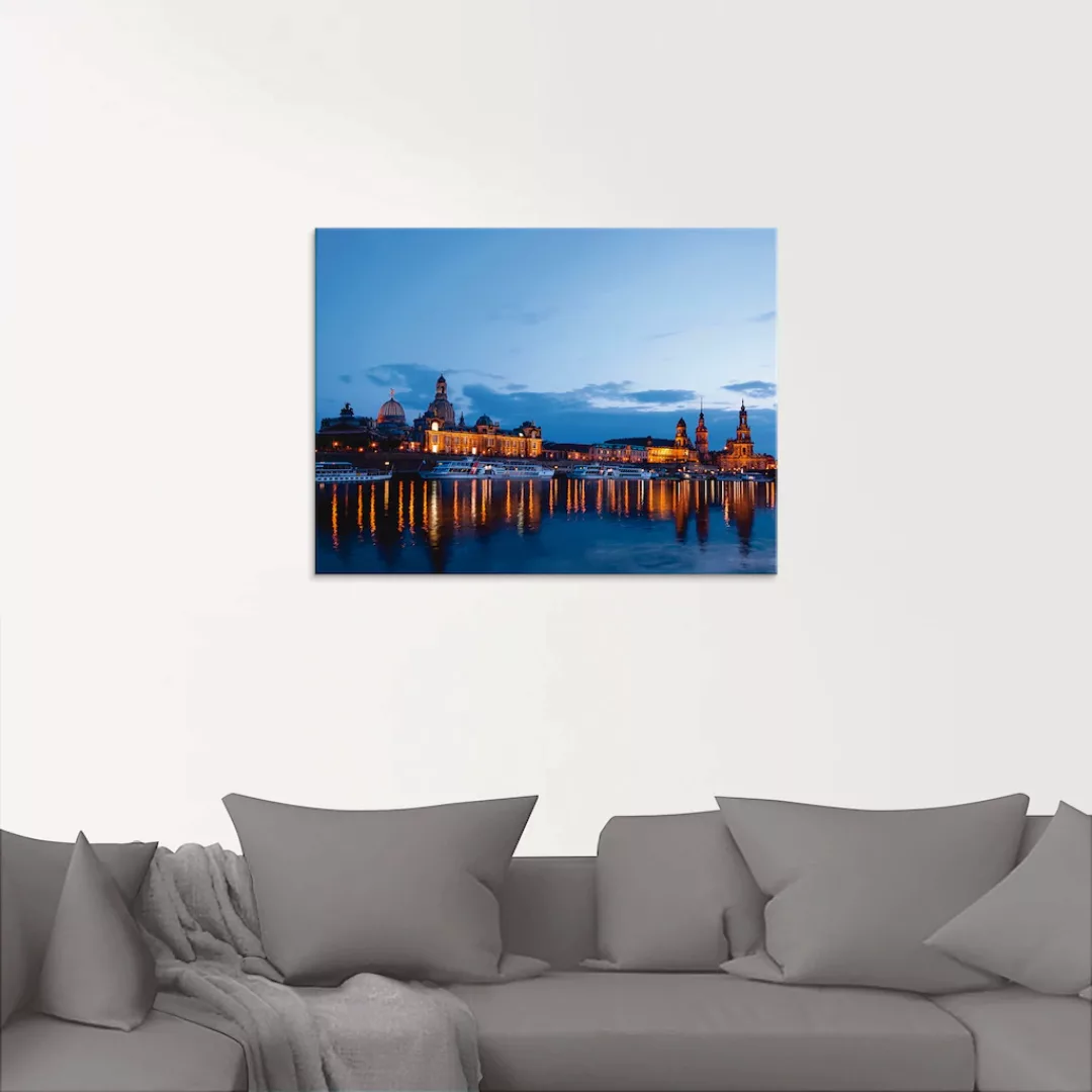 Artland Glasbild »Dresden Silhouette blaue Stunde«, Deutschland, (1 St.), i günstig online kaufen