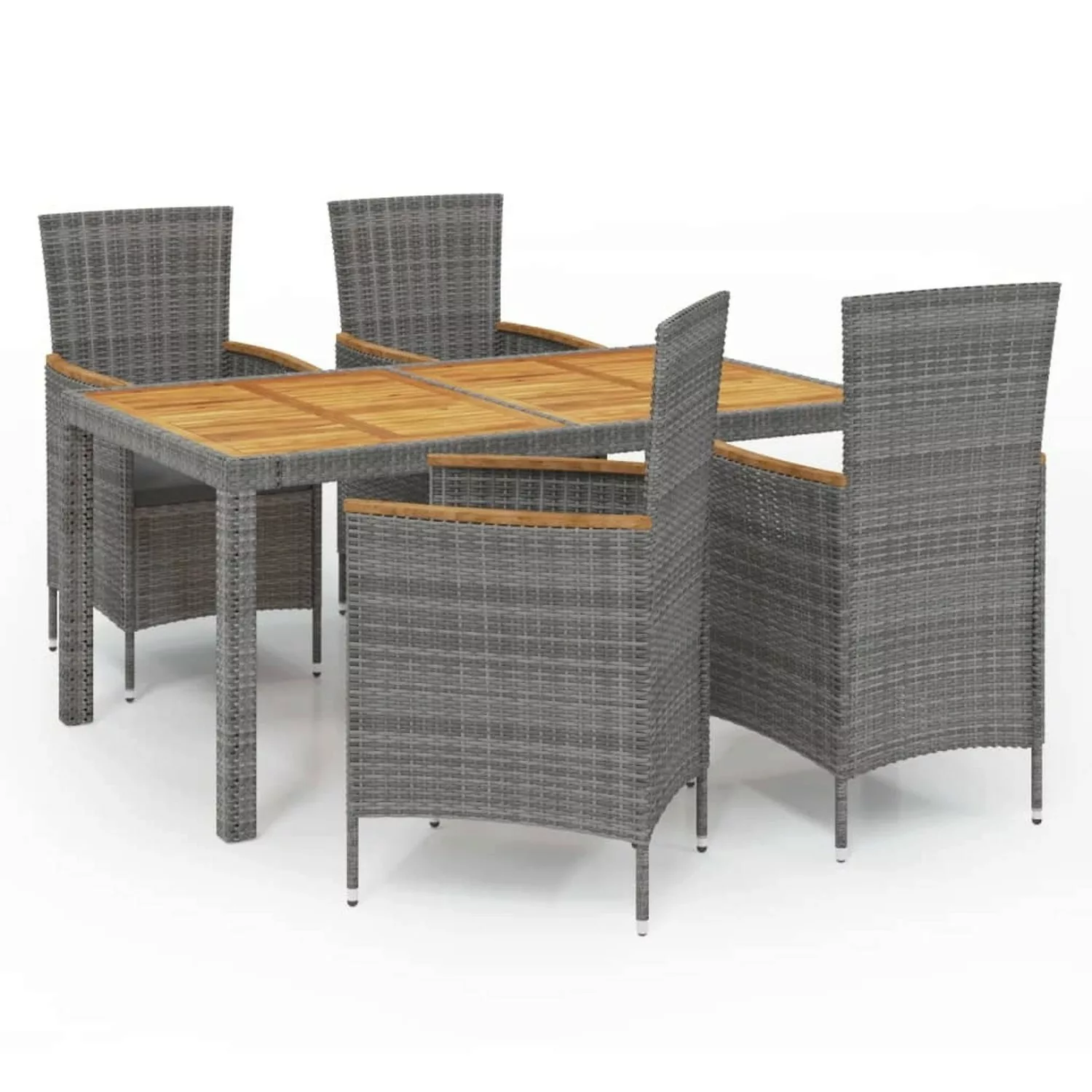 vidaXL 5-tlg Garten-Essgruppe mit Kissen Poly Rattan Grau Modell 18 günstig online kaufen