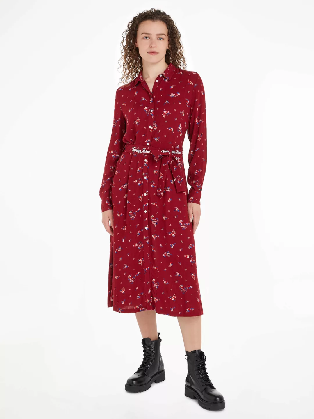 Tommy Jeans Curve Hemdblusenkleid TJW FLORAL BELT SHIRT DRESS EXT Große Grö günstig online kaufen